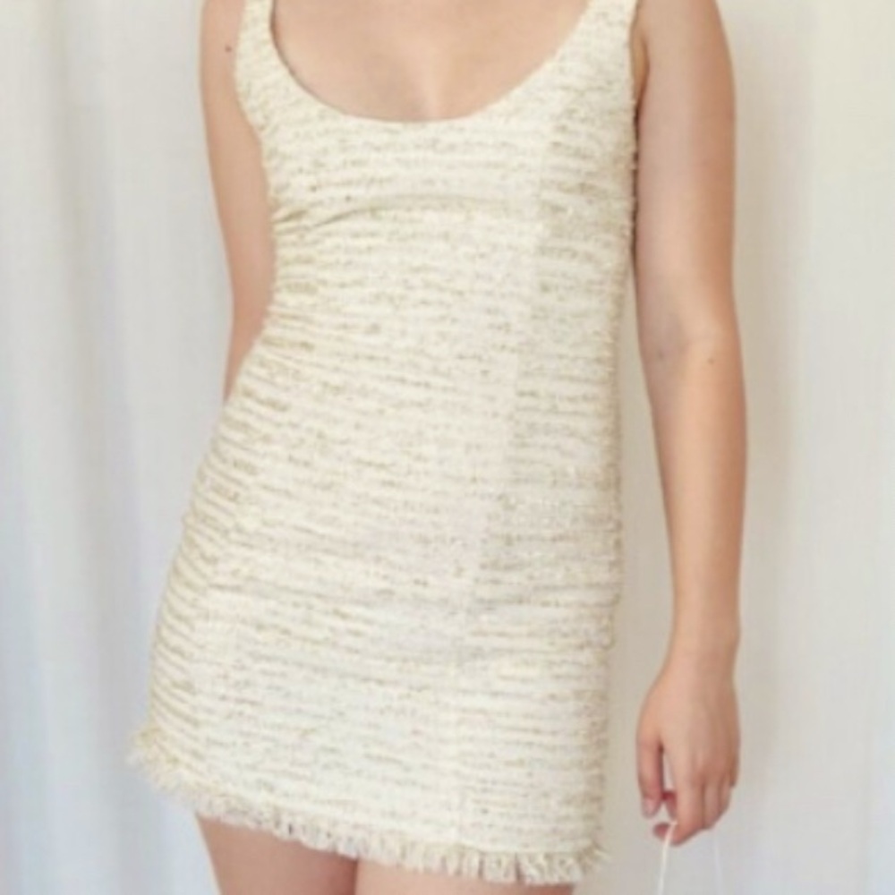 NBD Cream Textured Mini Dress